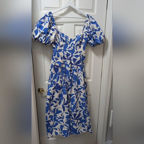 Shona Joy Puff Sleeve Bustier Midi Dress Bleue Size AU 12 US 8 - Picture 4 of 7